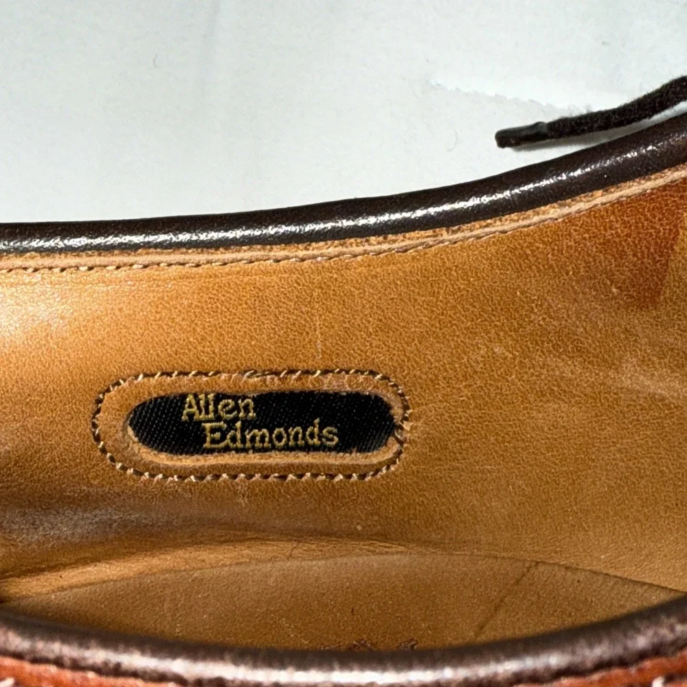 Allen Edmunds Men's Hastings Size 10 B Brown Whole cut Leather‎ Oxford Shoes